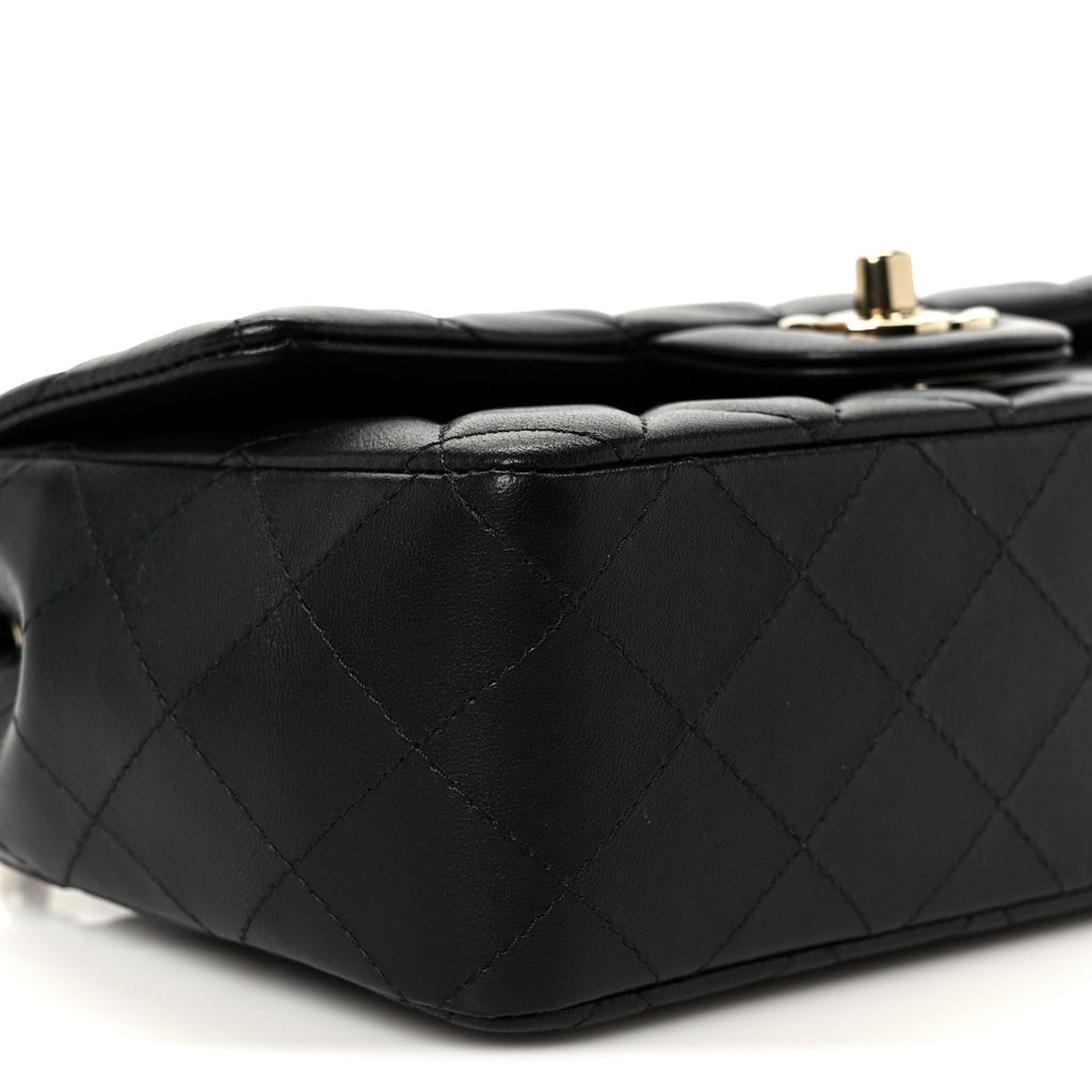 Chanel Lambskin Quilted Mini Rectangular Flap Black