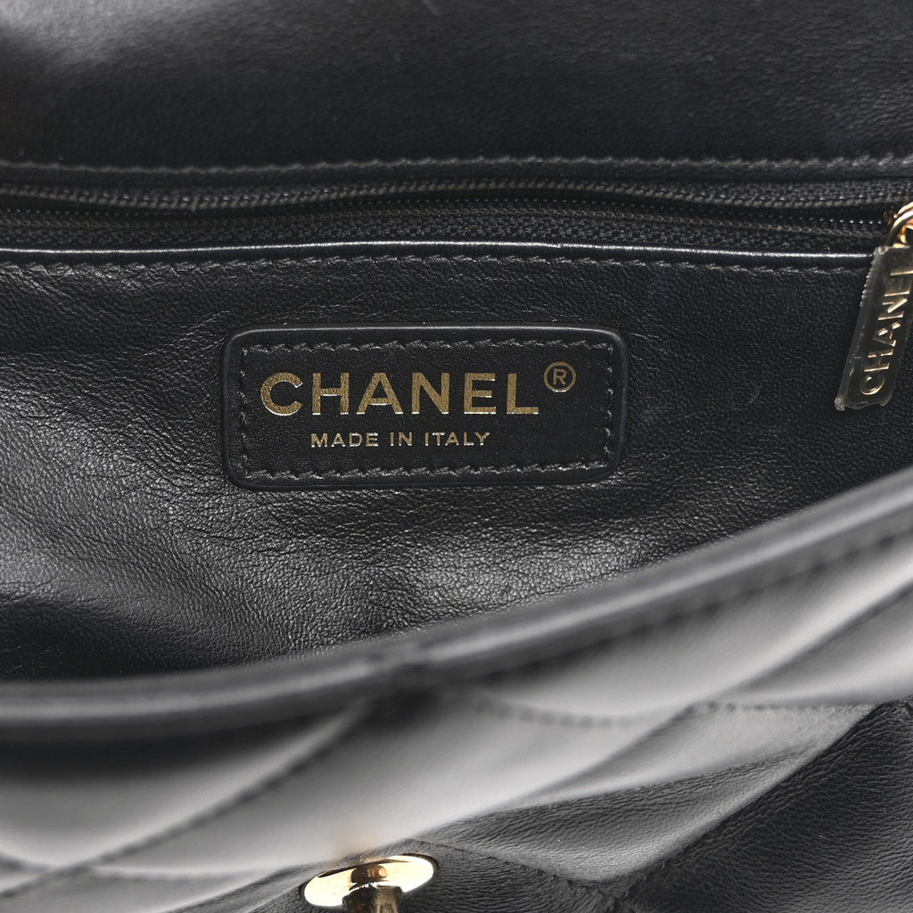 Chanel Lambskin Quilted Small Easy Carry Flap Black