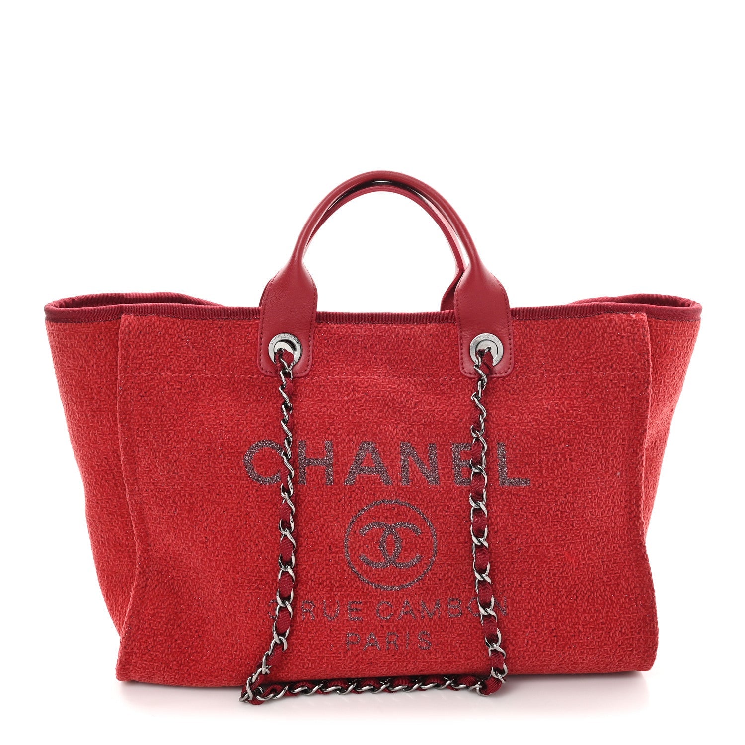 Chanel Lurex Boucle Medium Deauville Tote Red