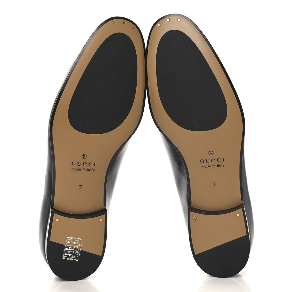 Gucci Calfskin Horsebit Mens Jordaan Loafers 7 Black