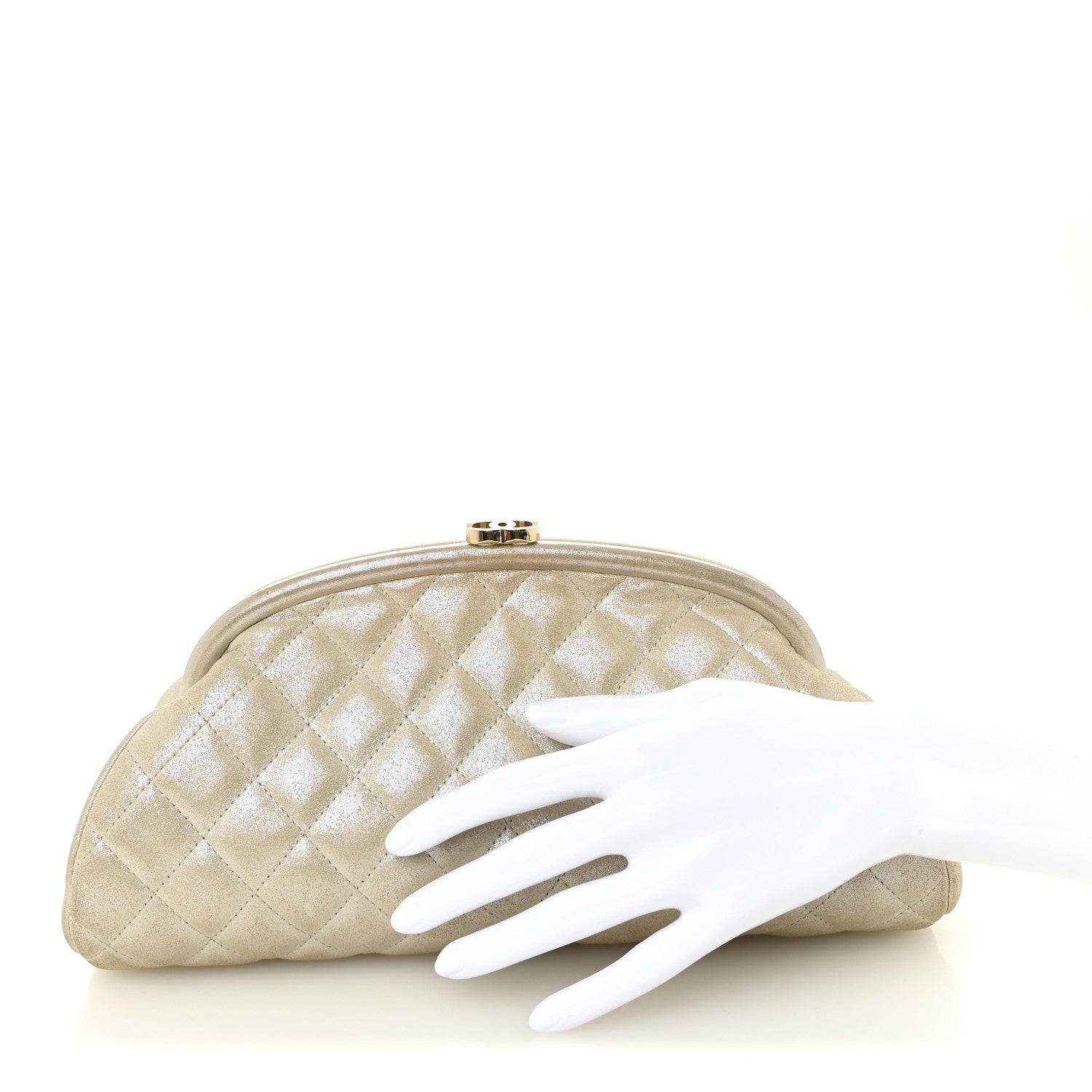 Chanel Metallic Calfskin Quilted Timeless Clutch Gold
