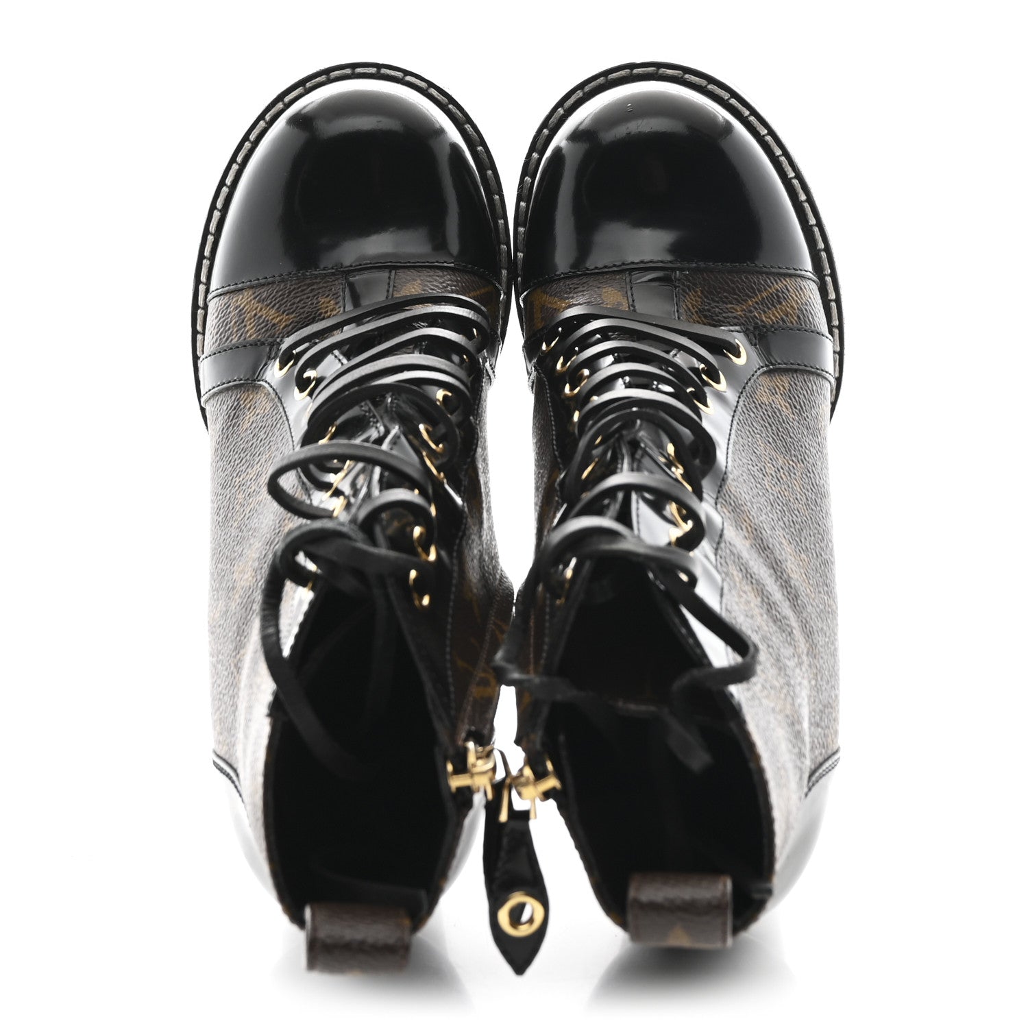 Louis Vuitton Patent Calfskin Monogram Star Trail Ankle Boots 37.5 Black