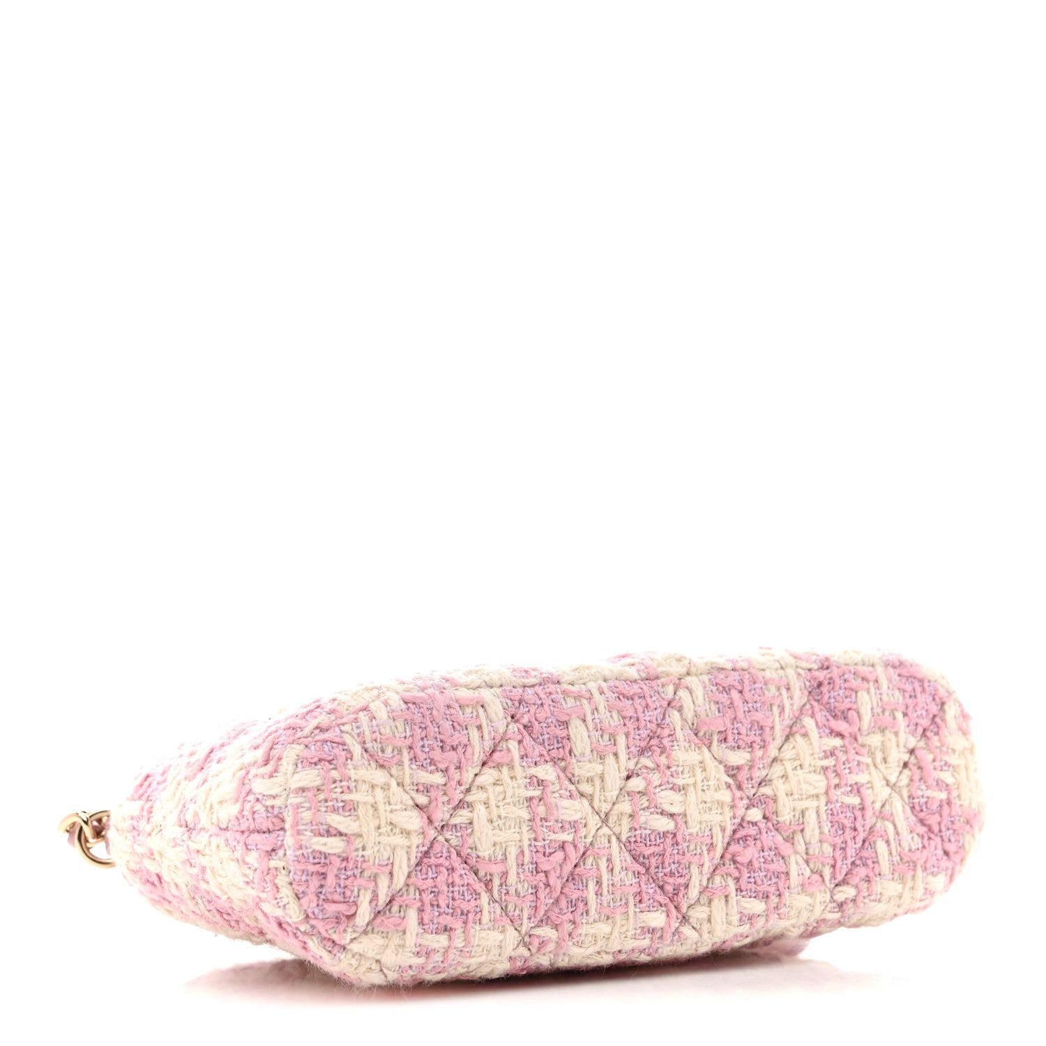 Chanel Tweed Quilted Mini Clutch With Chain Pink