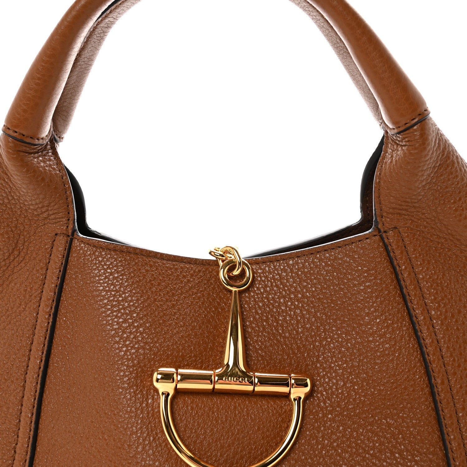 Gucci Grained Calfskin Softbit Medium Shoulder Bag Brown