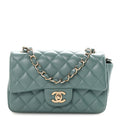 Chanel Lambskin Quilted Mini Rectangular Flap Green