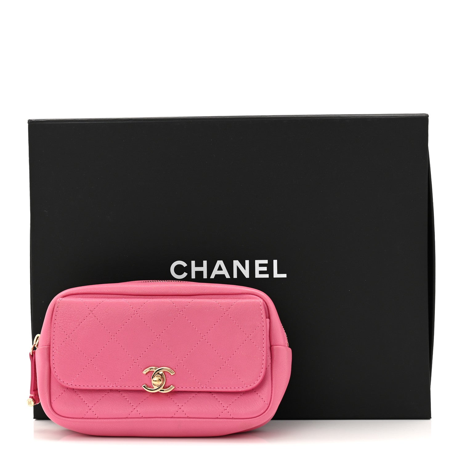 Chanel Goatksin Quilted Casual Trip Waist Bag Pink