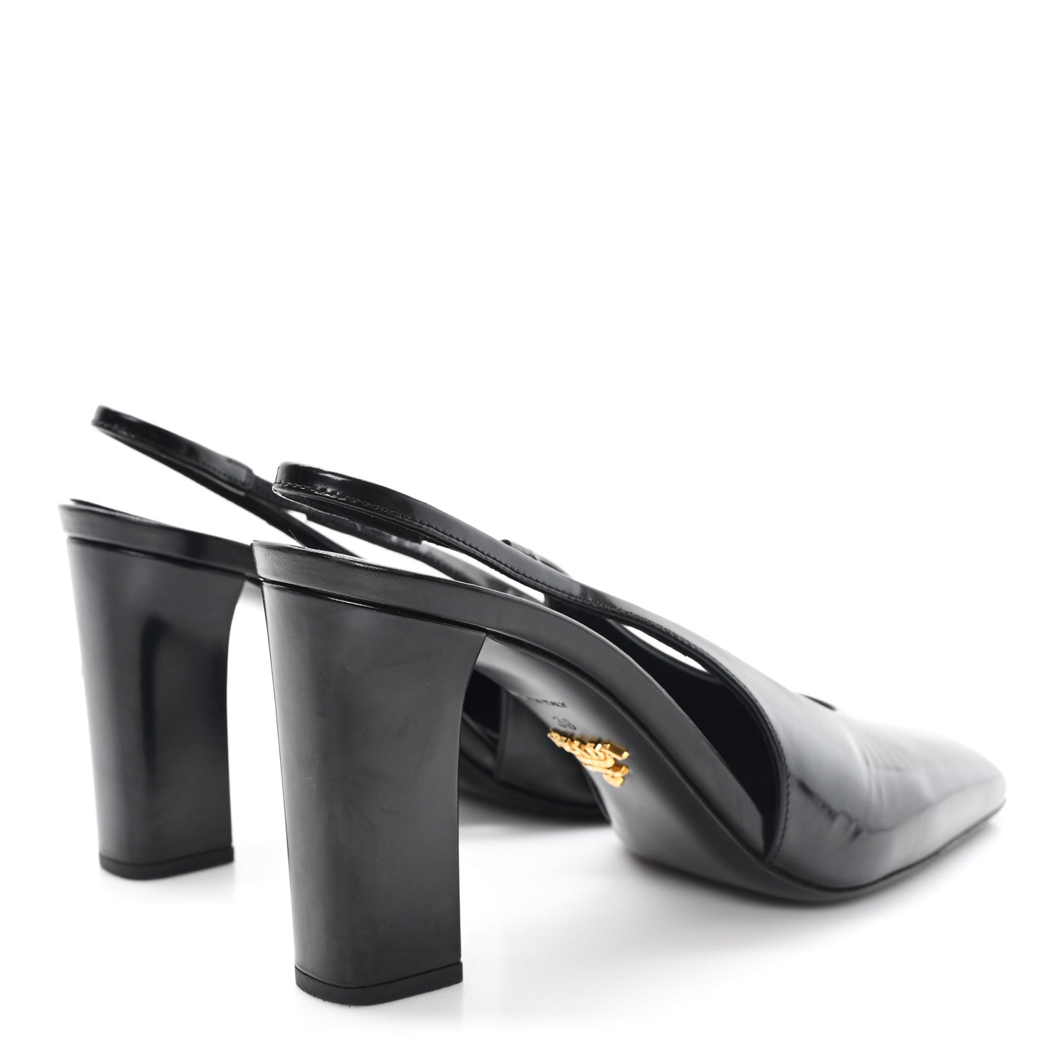 Prada Patent Calfskin Square Toe 85mm Slingback Pumps 38 Black