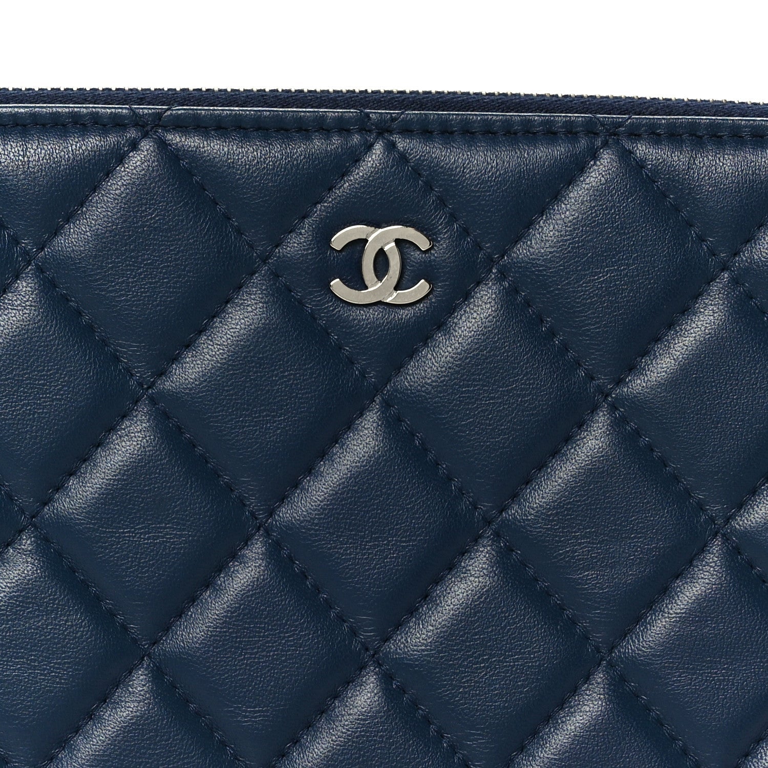Lambskin Quilted Large Cosmetic Case Navy