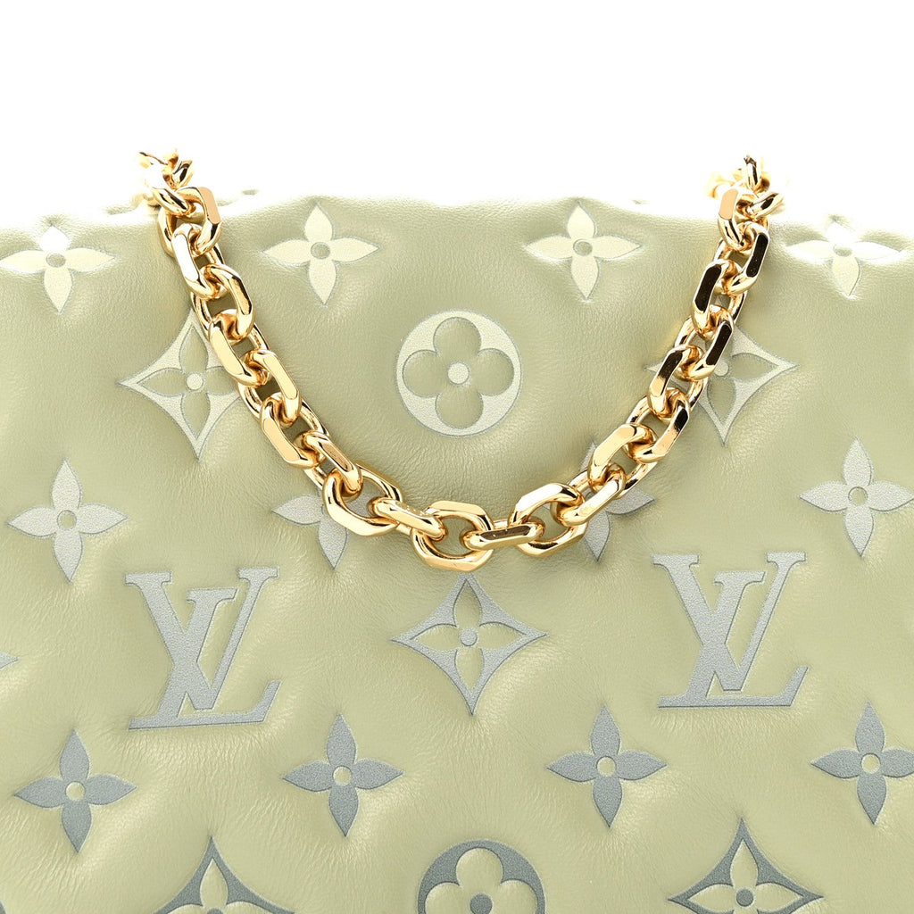 Louis Vuitton Lambskin Embossed Monogram Pochette Coussin Green