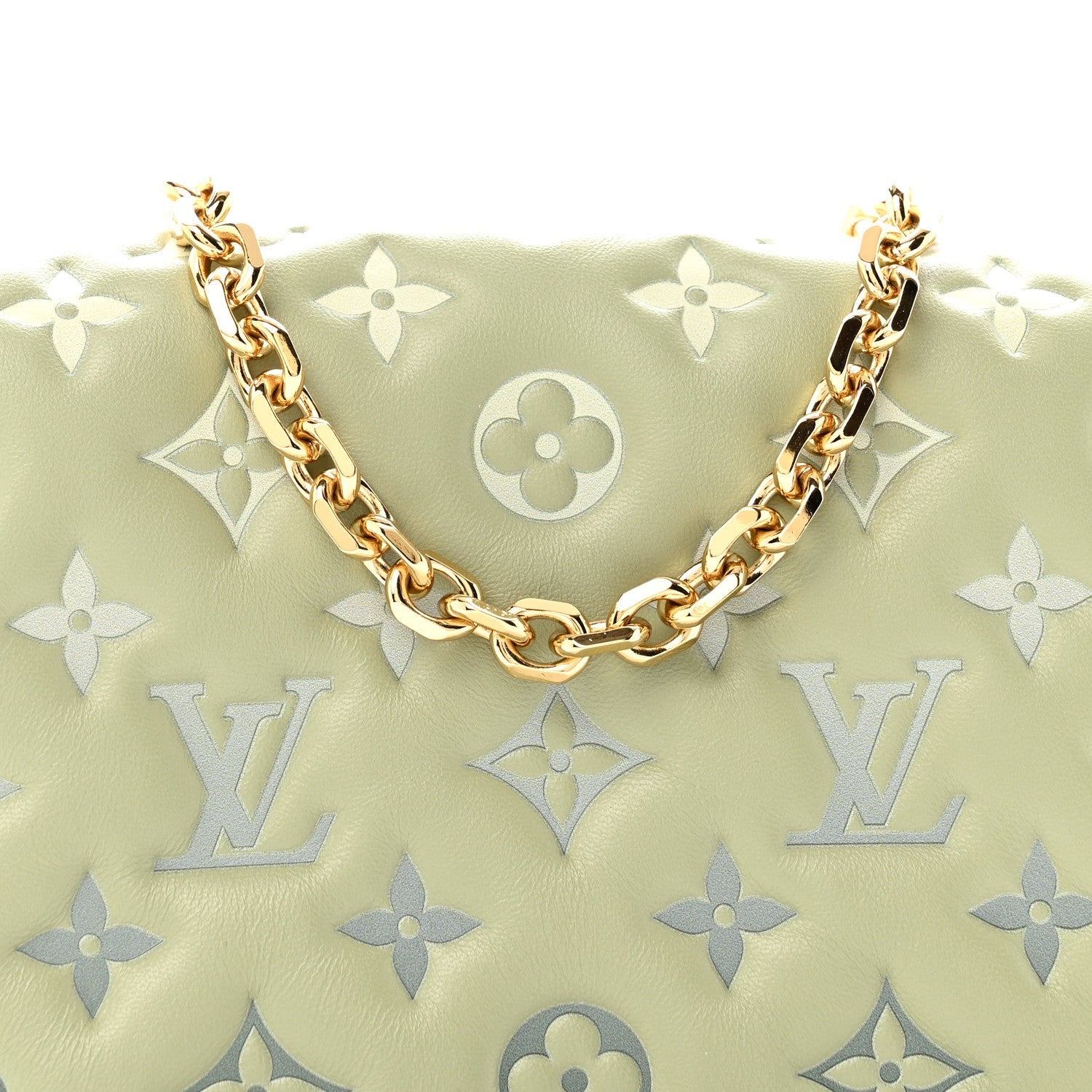Louis Vuitton Lambskin Embossed Monogram Pochette Coussin Green
