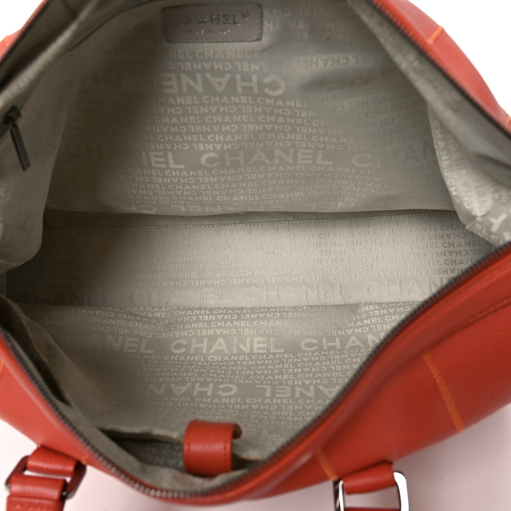 Chanel Caviar Square Stitched Large Tote Orange