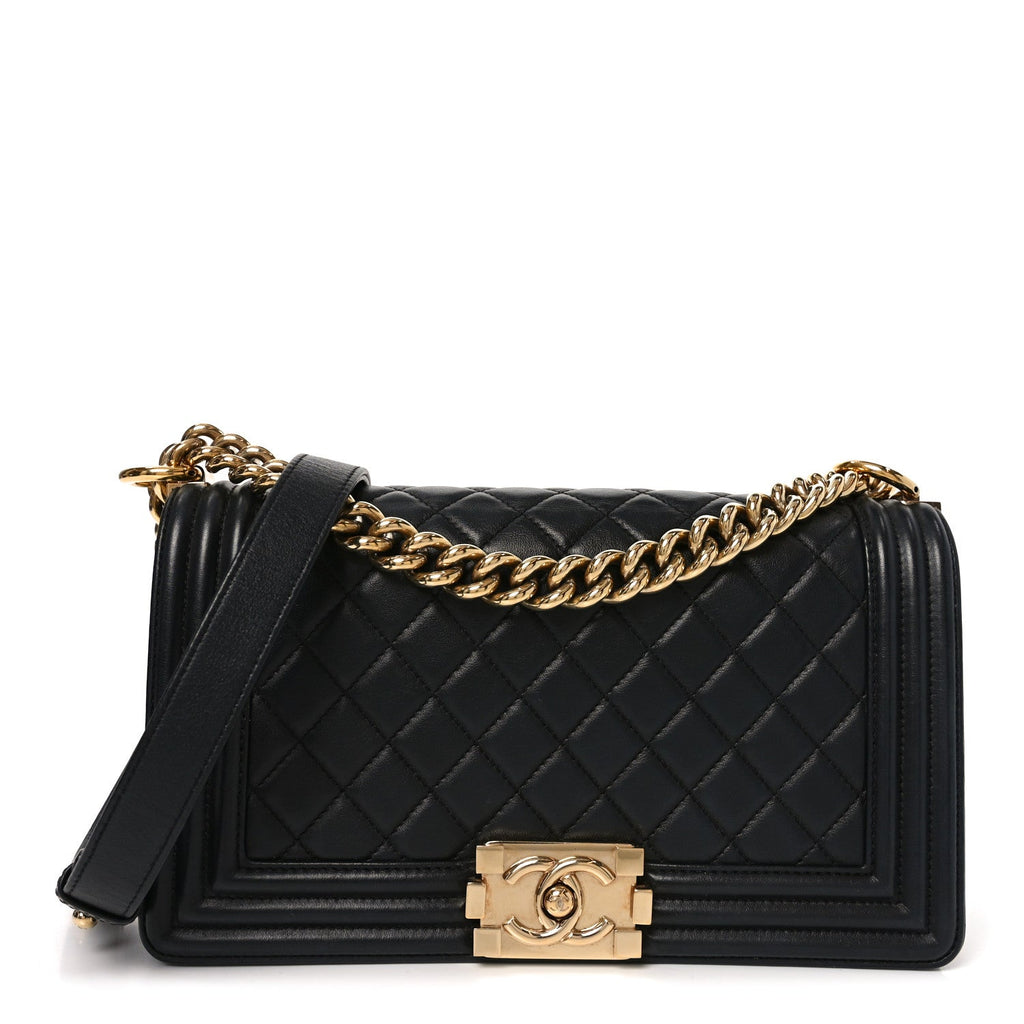 Chanel Lambskin Quilted Medium Boy Flap Black