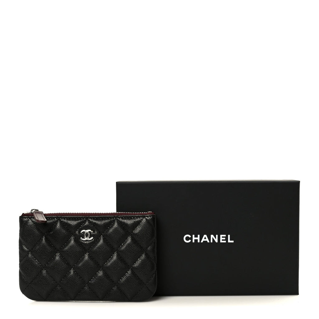 Caviar Quilted Small Cosmetic Case Black