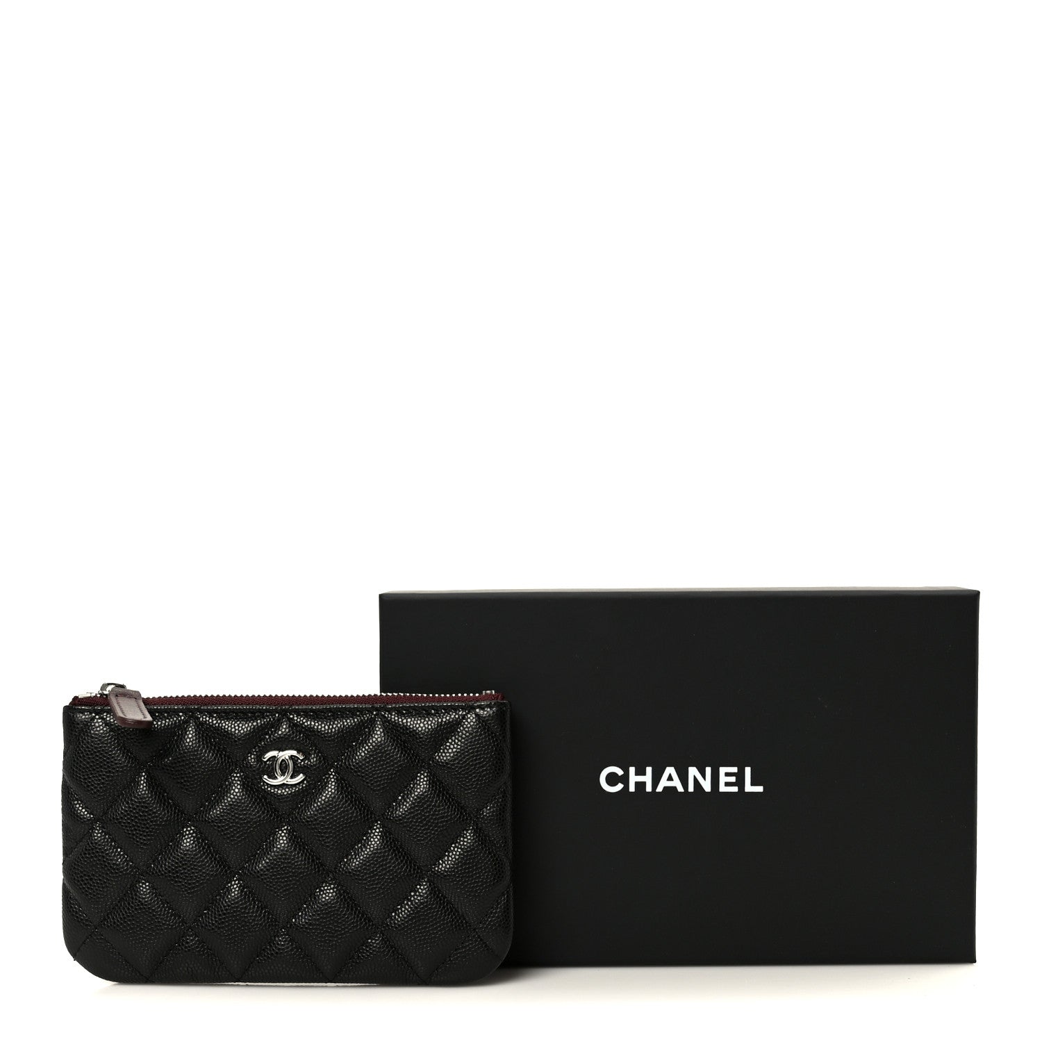 Caviar Quilted Small Cosmetic Case Black