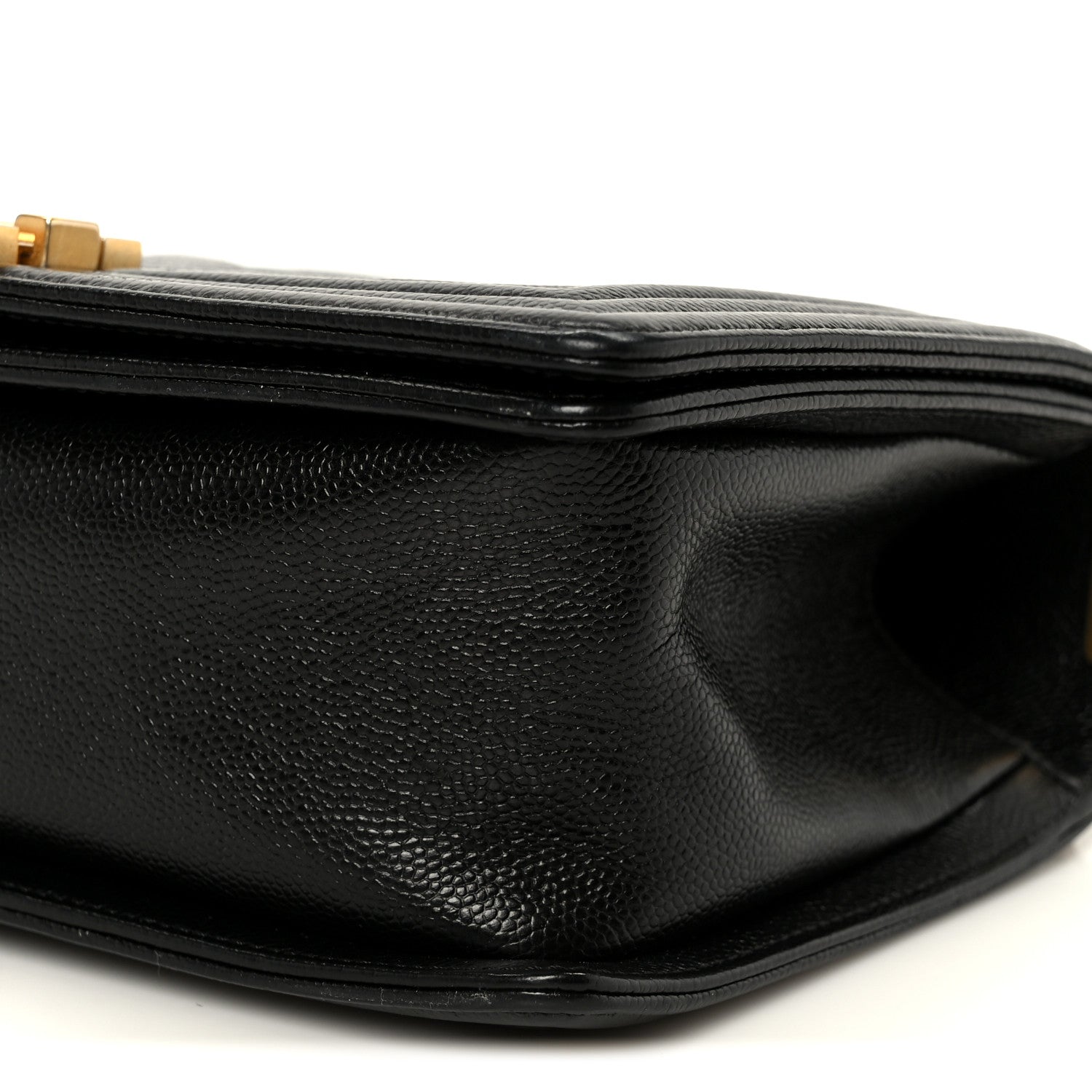 Chanel Caviar Chevron Quilted Medium Boy Flap Black