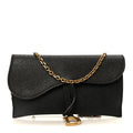 Christian Dior Grained Calfskin Saddle Chain Wallet Pouch Black