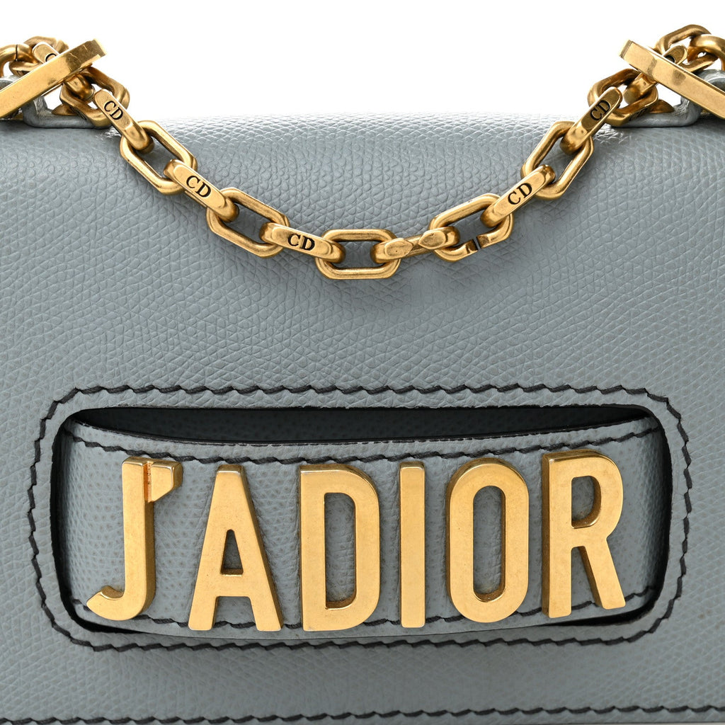 Christian Dior Grained Calfskin Mini J'Adior Chain Flap Bag Sky Blue