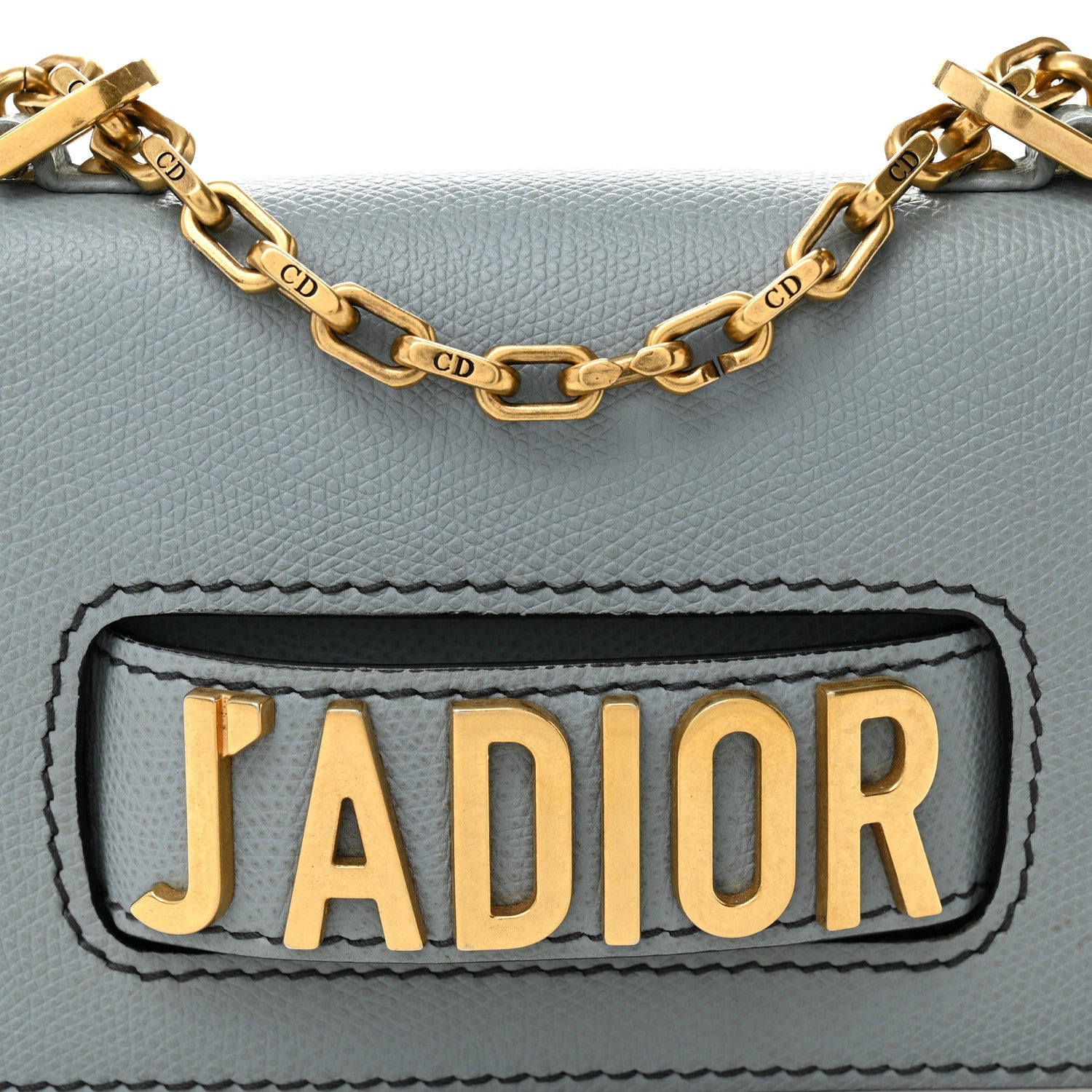 Christian Dior Grained Calfskin Mini J'Adior Chain Flap Bag Sky Blue