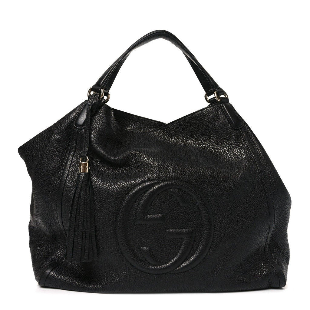 Gucci Pebbled Calfskin Large Soho Shoulder Bag Black