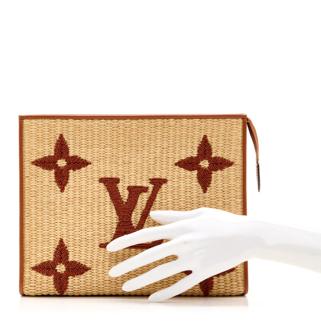 Louis Vuitton Raffia Monogram Giant Toiletry Pouch 26 Tan