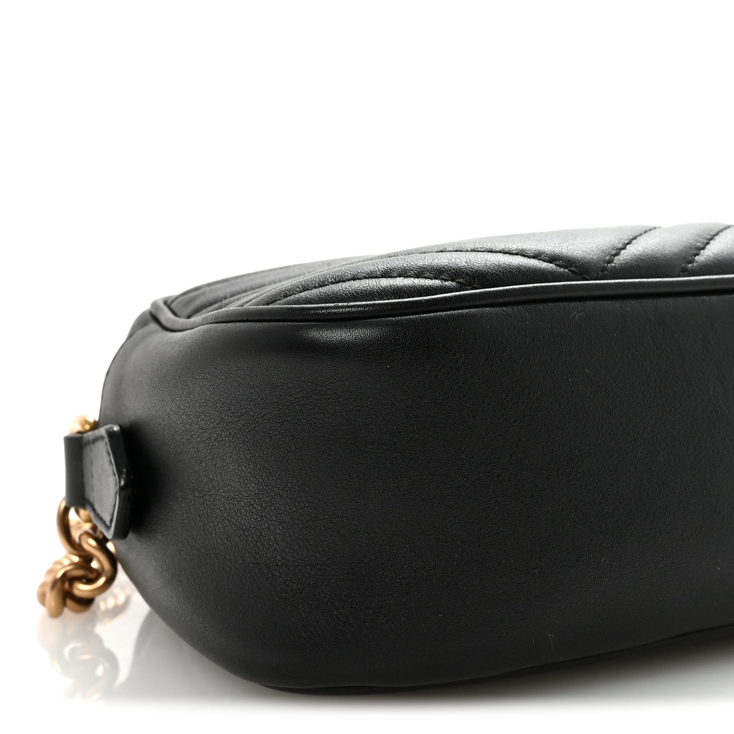 Gucci Calfskin Matelasse Small GG Marmont Chain Shoulder Bag Black
