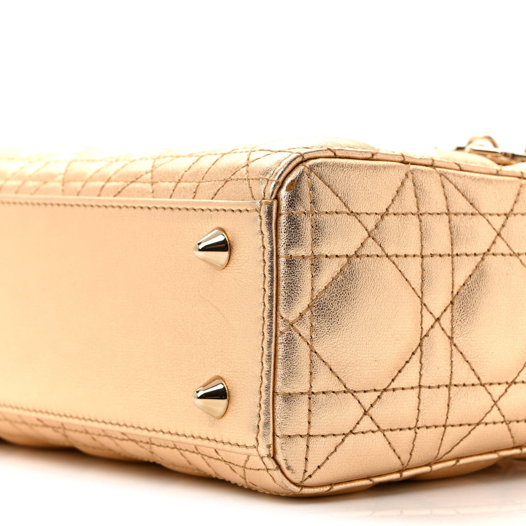 Christian Dior Metallic Lambskin Cannage Small My ABCDior Lady Dior Rose Gold