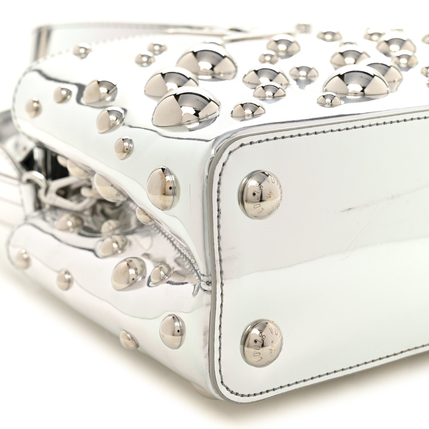 Louis Vuitton LV X YK Metallic Taurillon Brass Metal Dots Capucines BB Silver