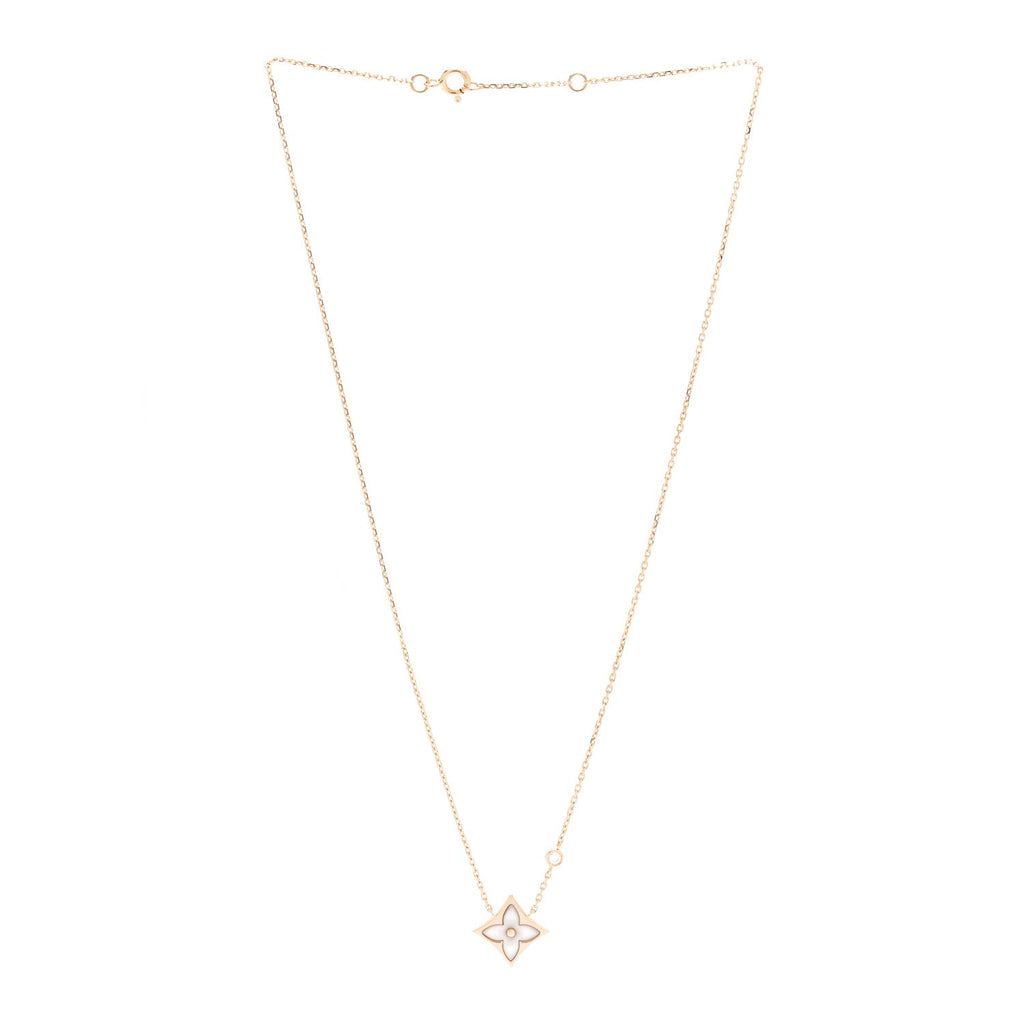 Louis Vuitton 18K Pink Gold Diamond Pink Mother of Pearl Color Blossom BB Star Pendant Necklace