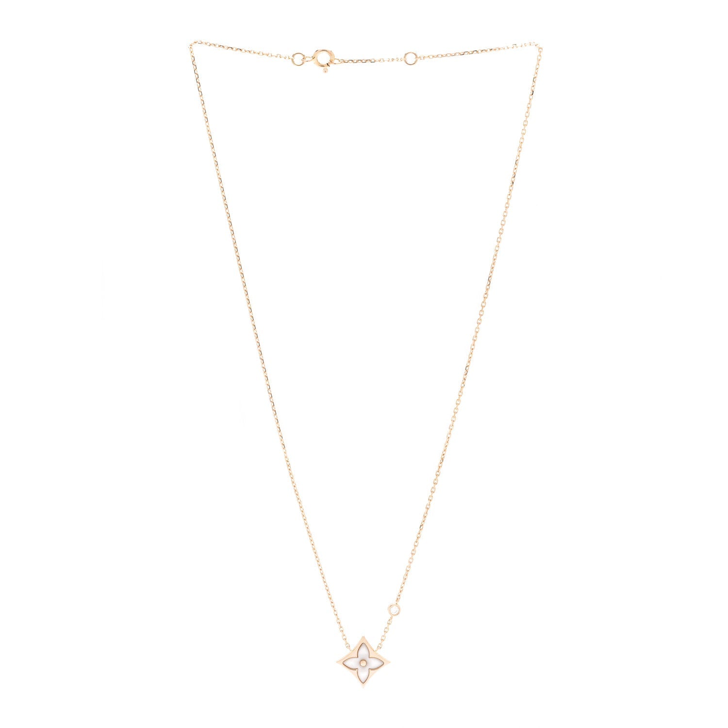 Louis Vuitton 18K Pink Gold Diamond Pink Mother of Pearl Color Blossom BB Star Pendant Necklace