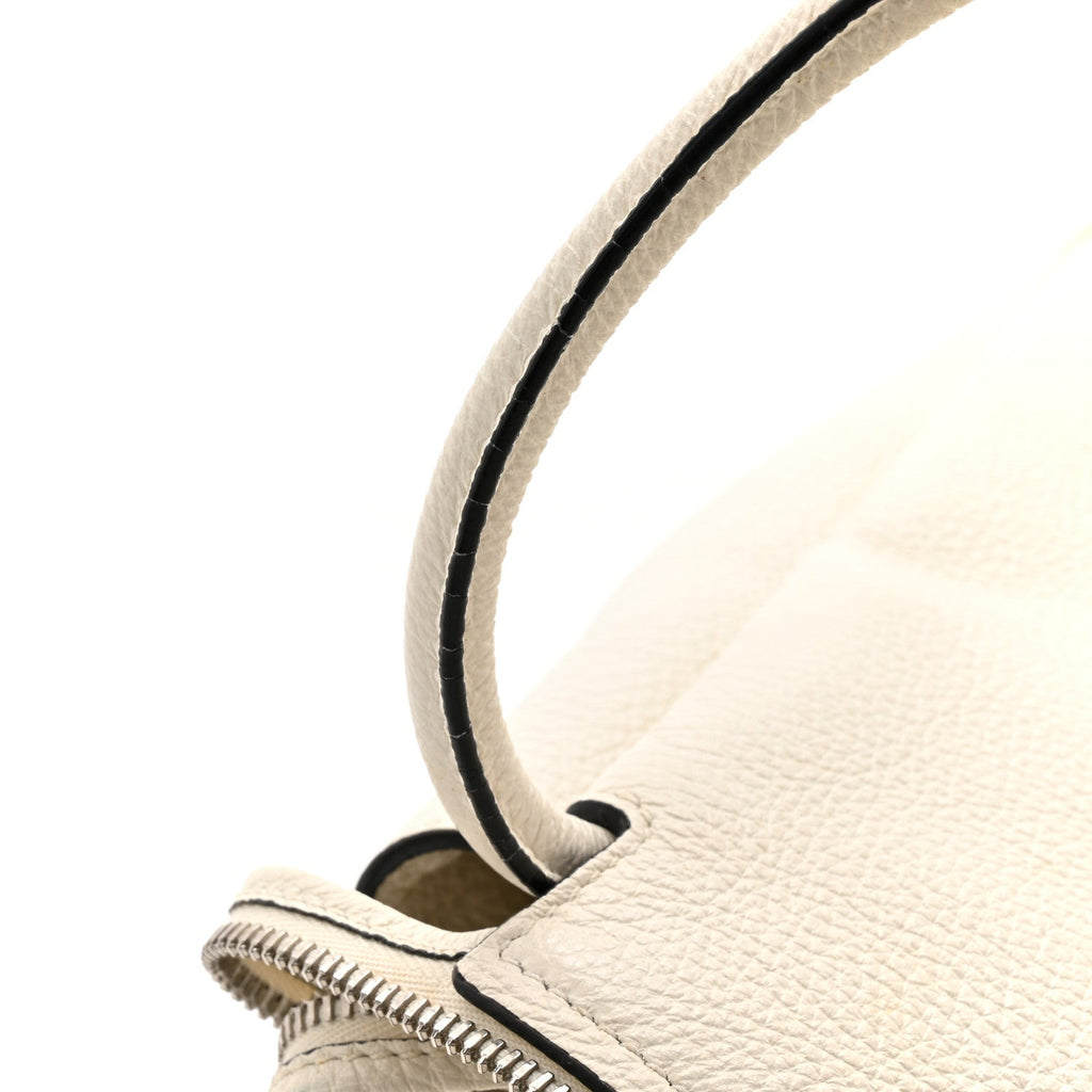 Prada Vitello Daino Soft Medium Zippered Top Handle Bag White