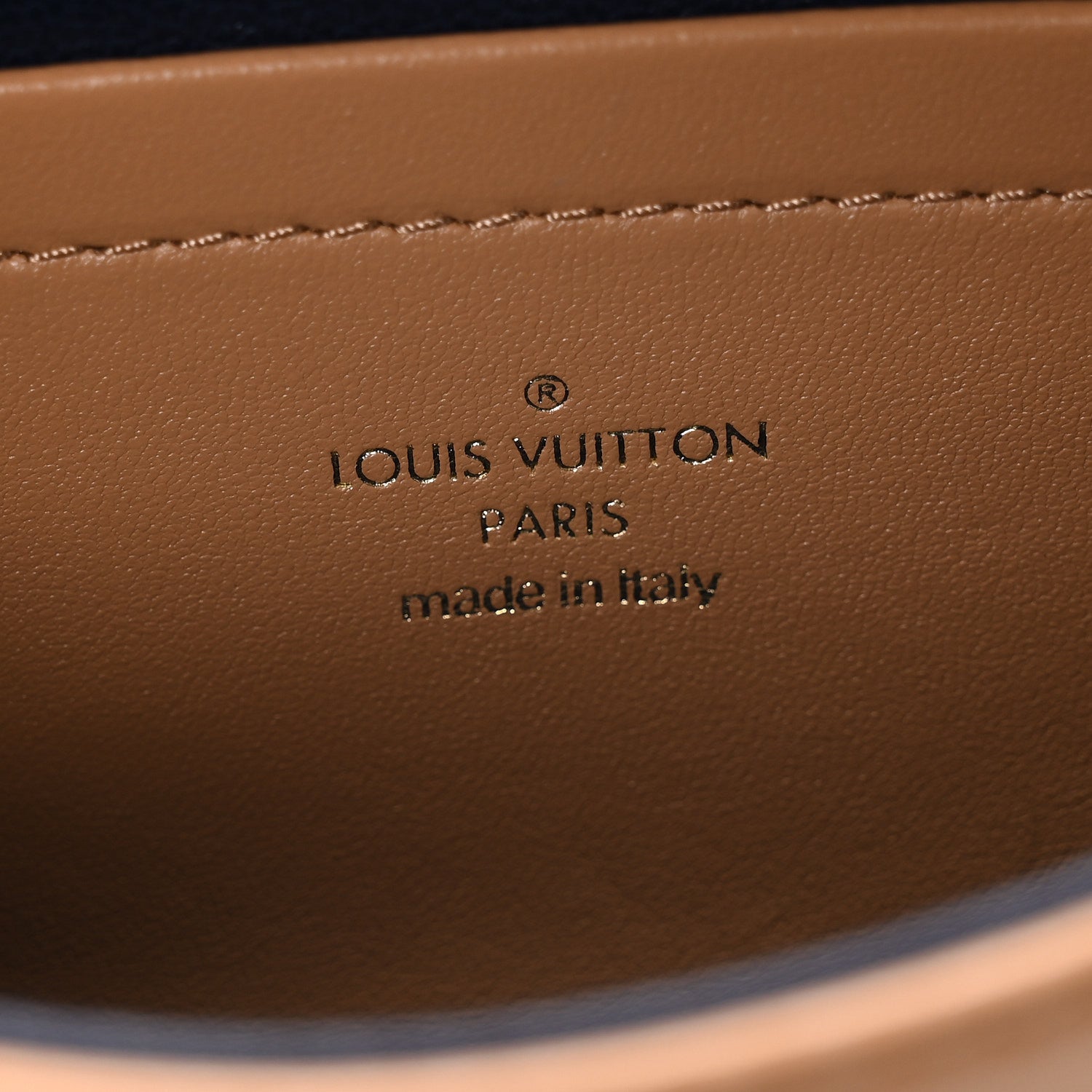 Louis Vuitton Lambskin Embossed Monogram Pochette Coussin Camel