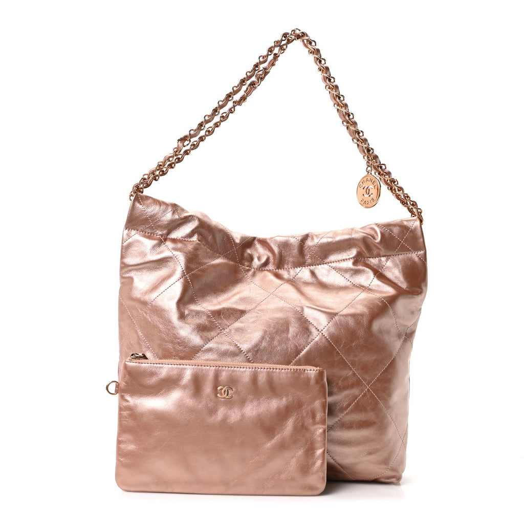 Chanel Metallic Calfskin Quilted Small Chanel 22 Pink