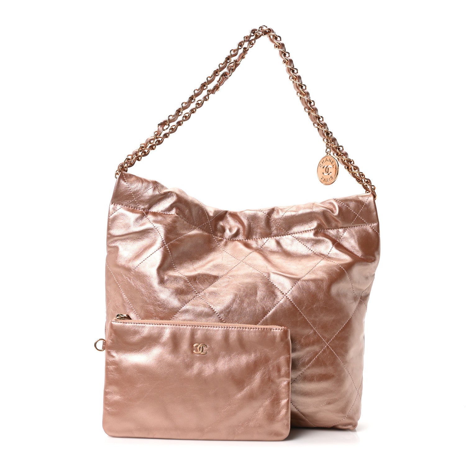 Chanel Metallic Calfskin Quilted Small Chanel 22 Pink