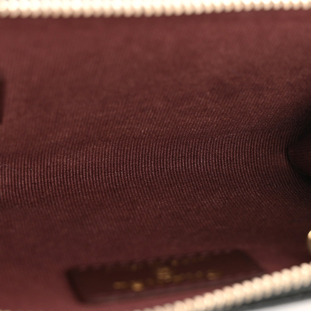 Caviar Quilted Zipped Key Holder Case Black