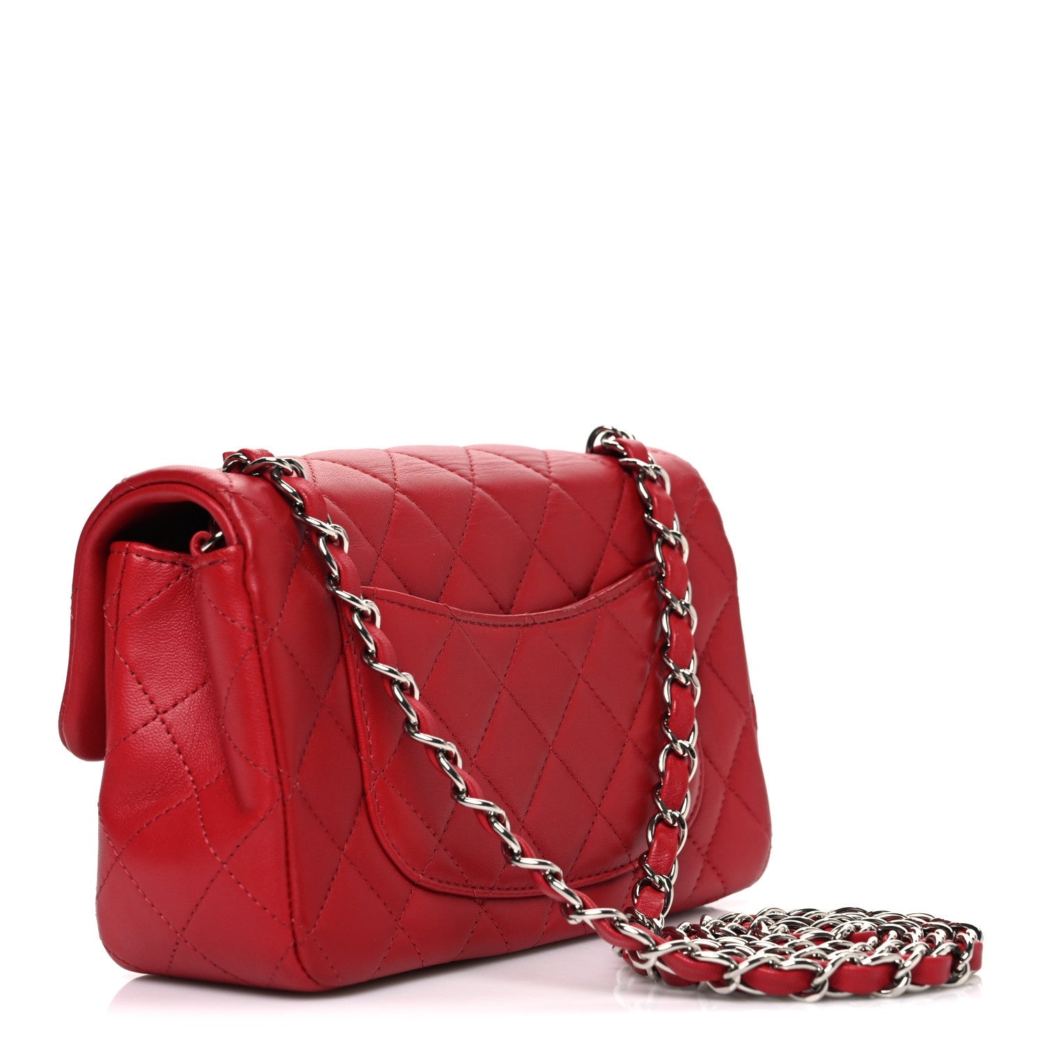 Chanel Lambskin Quilted Mini Rectangular Flap Red