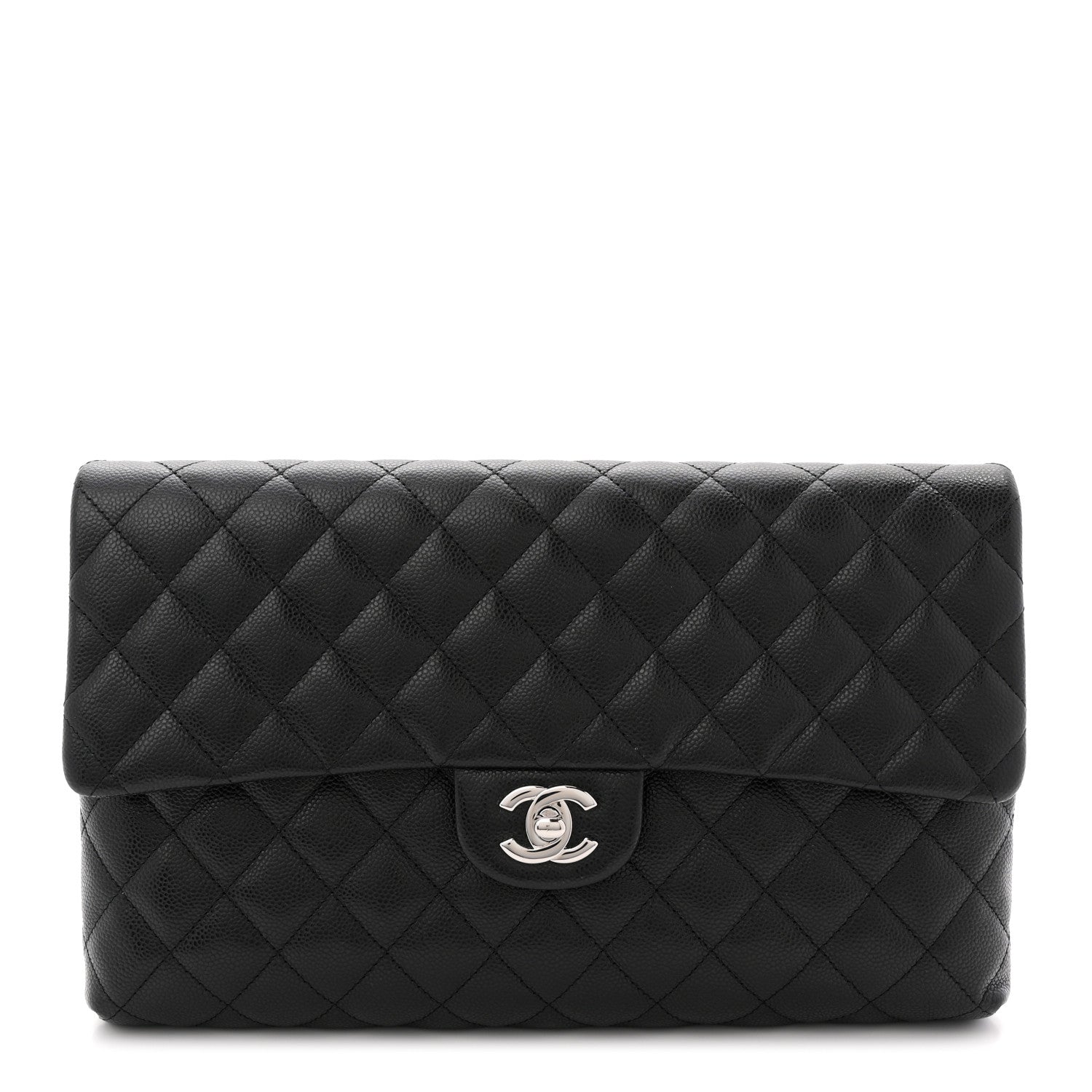 Chanel Caviar Quilted Flap Clutch Black