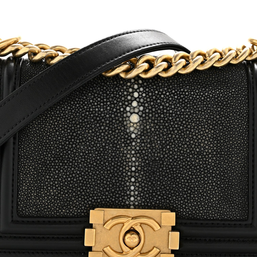 Chanel Galuchat Stingray Small Boy Flap Black