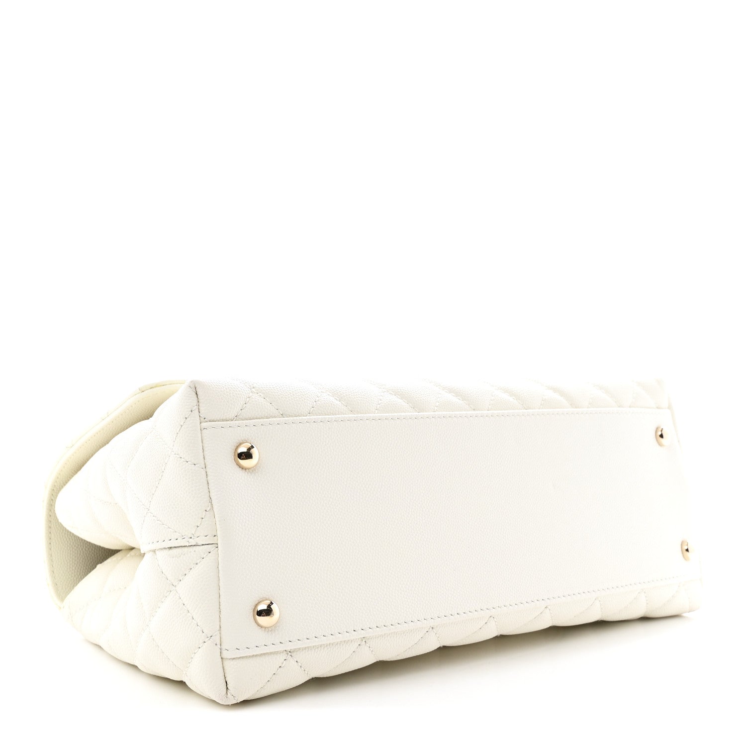 Chanel Caviar Quilted Small Coco Handle Flap White