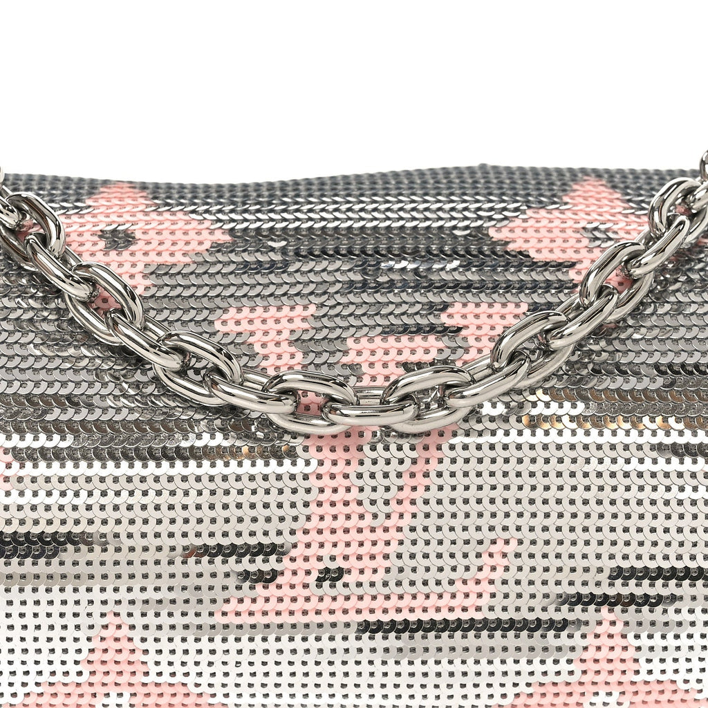 Louis Vuitton Satin Sequin Monogram Giant Papillon Silver Pink