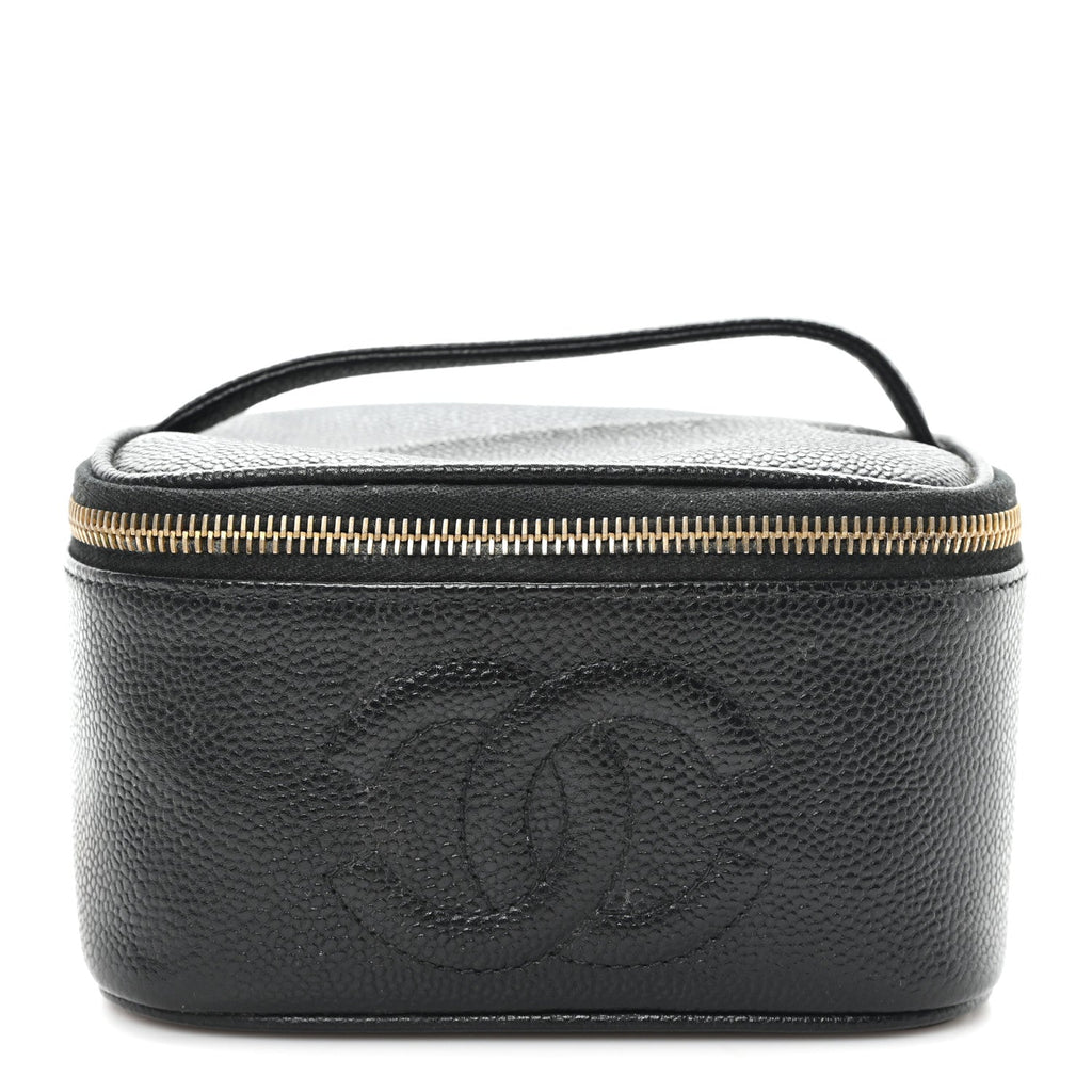 Chanel Caviar CC Vanity Cosmetic Case Black