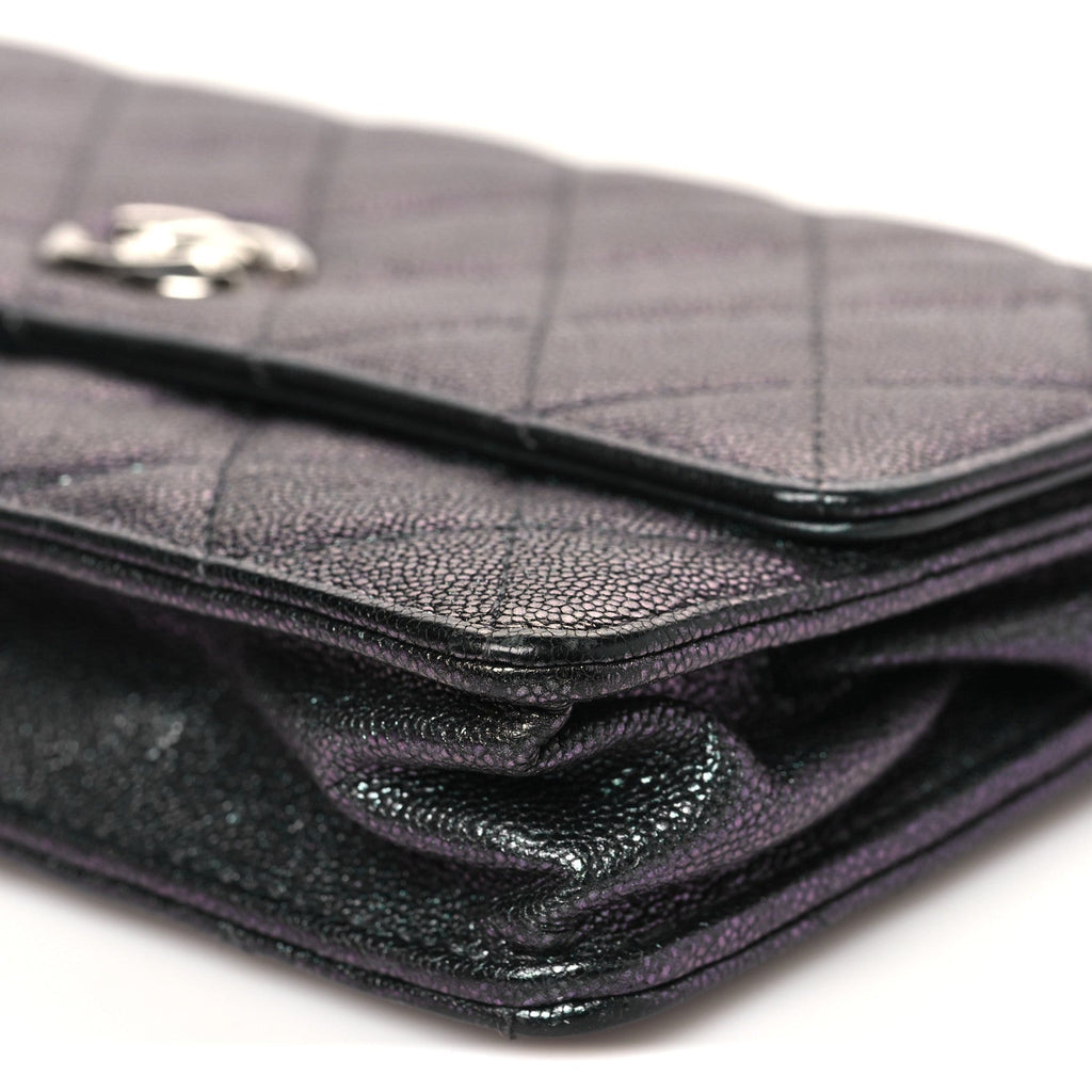 Chanel Iridescent Caviar Quilted Classic Pouch Clutch Black
