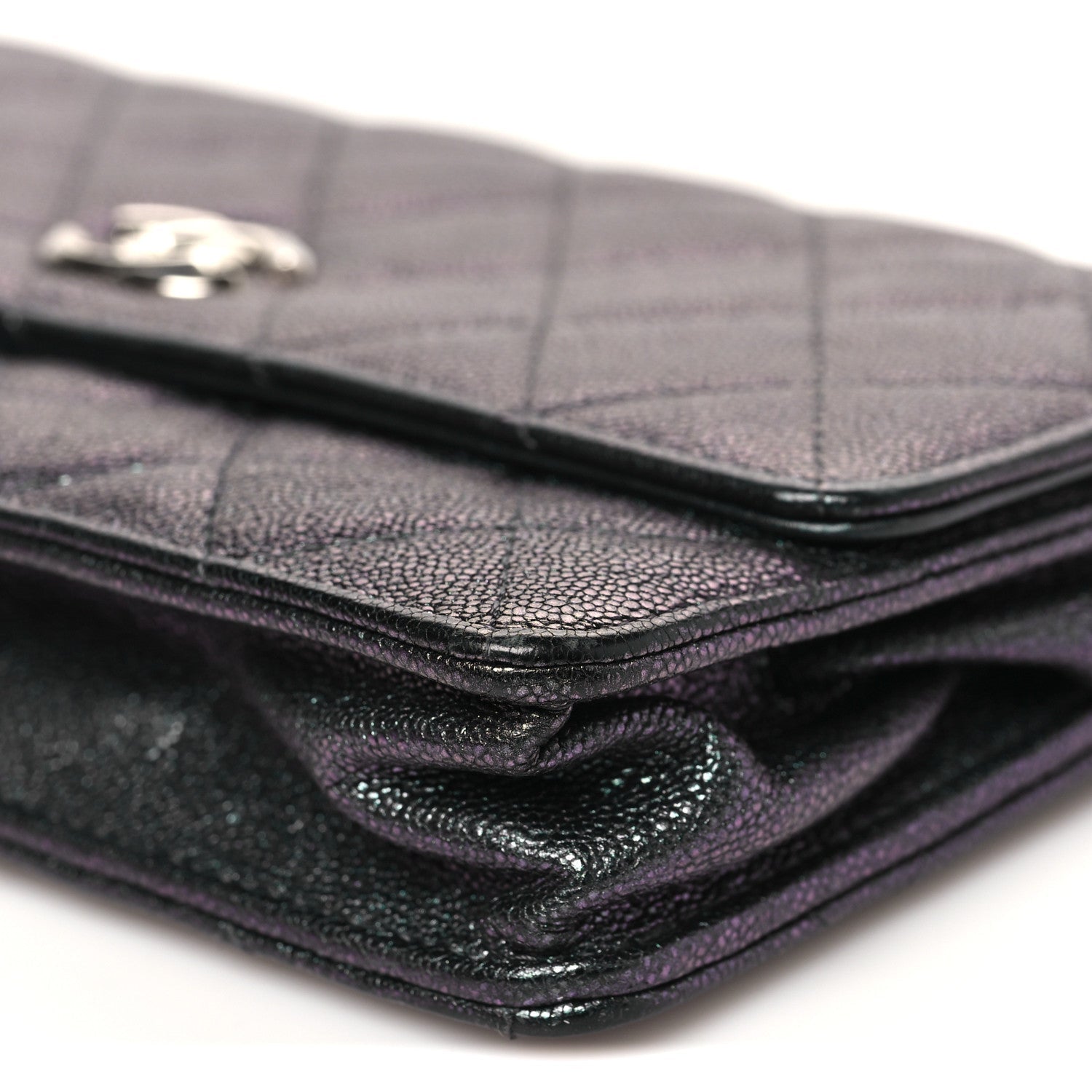 Chanel Iridescent Caviar Quilted Classic Pouch Clutch Black