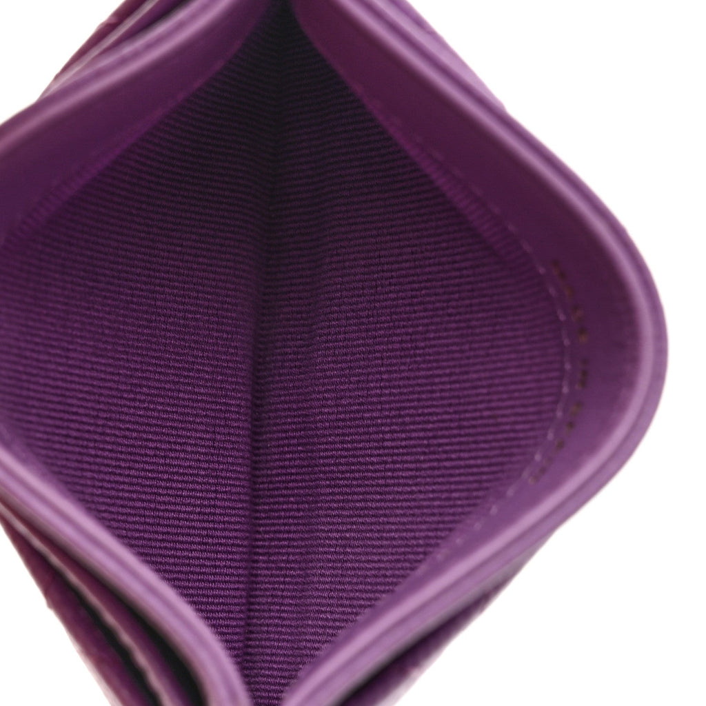 Caviar Quilted Card Holder Purple