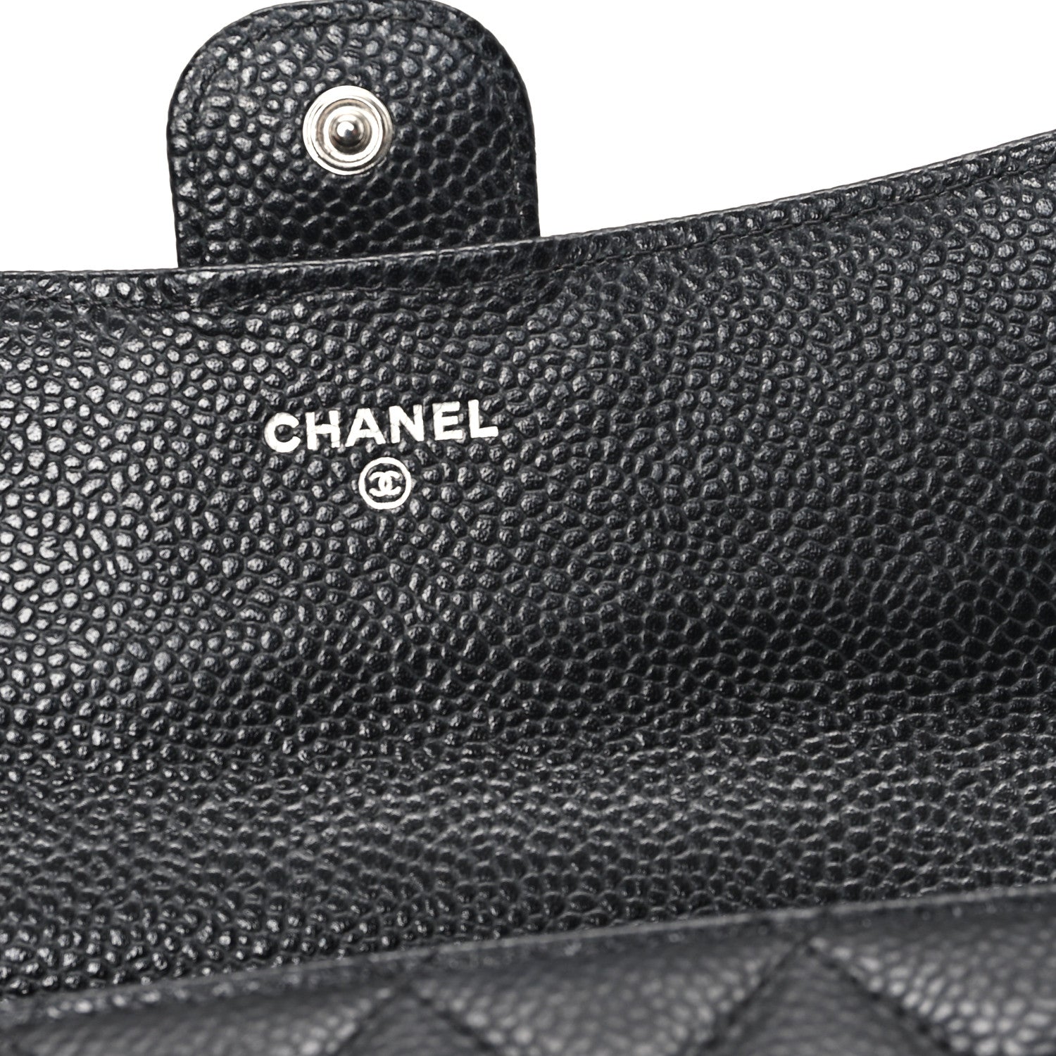Caviar Quilted Large Gusset Flap Wallet Black