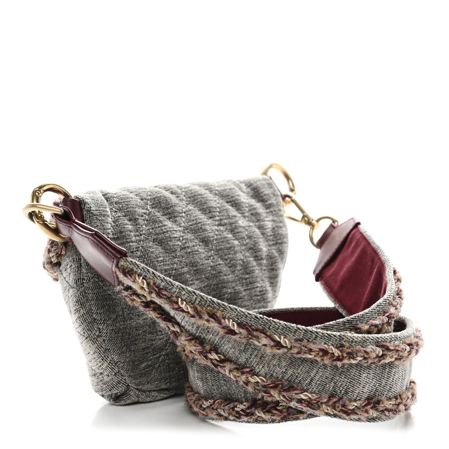 Chanel Wool Velvet Quilted Parisian Stroll Belt Bag Grey