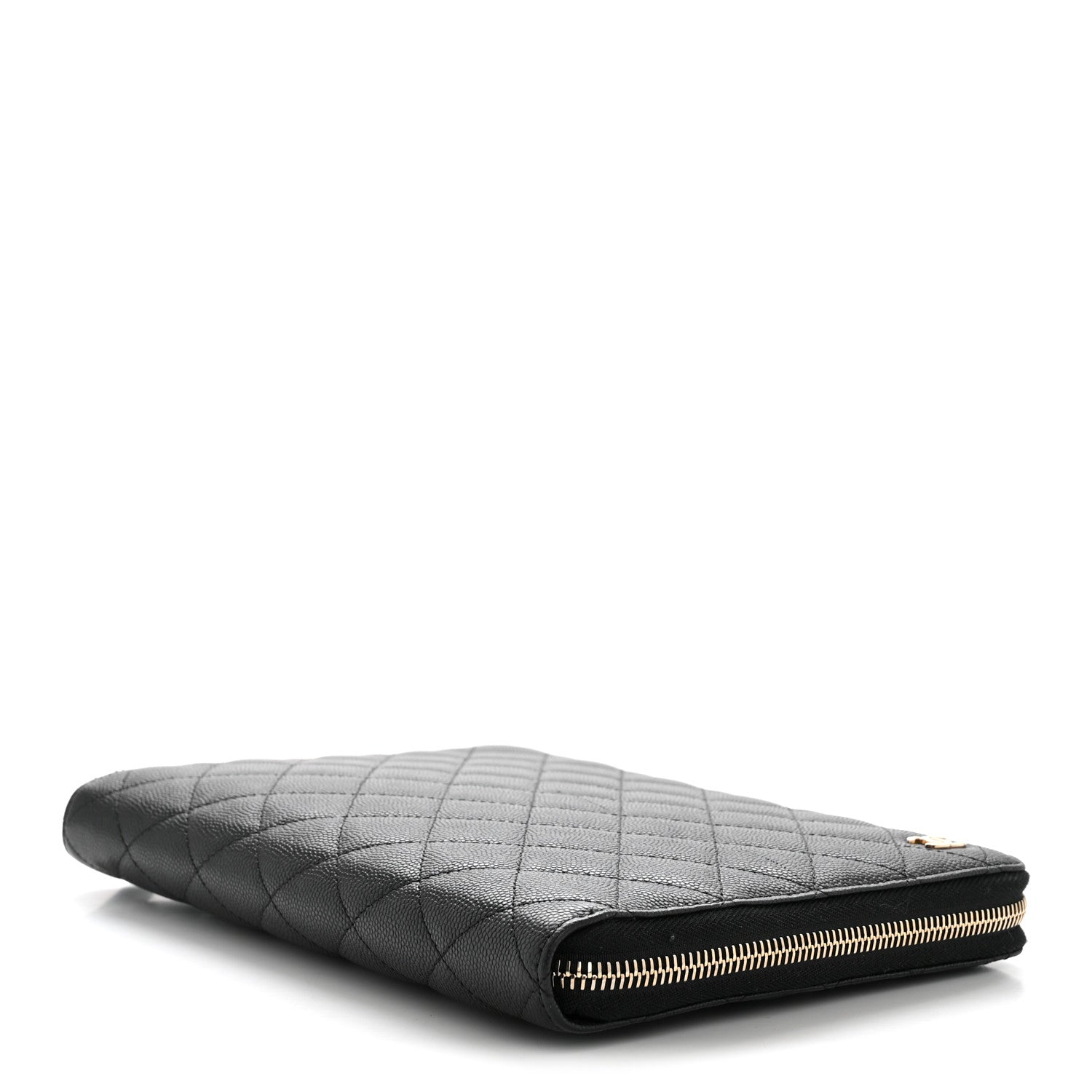 Caviar Quilted Zip Around Notebook Agenda Cover Black