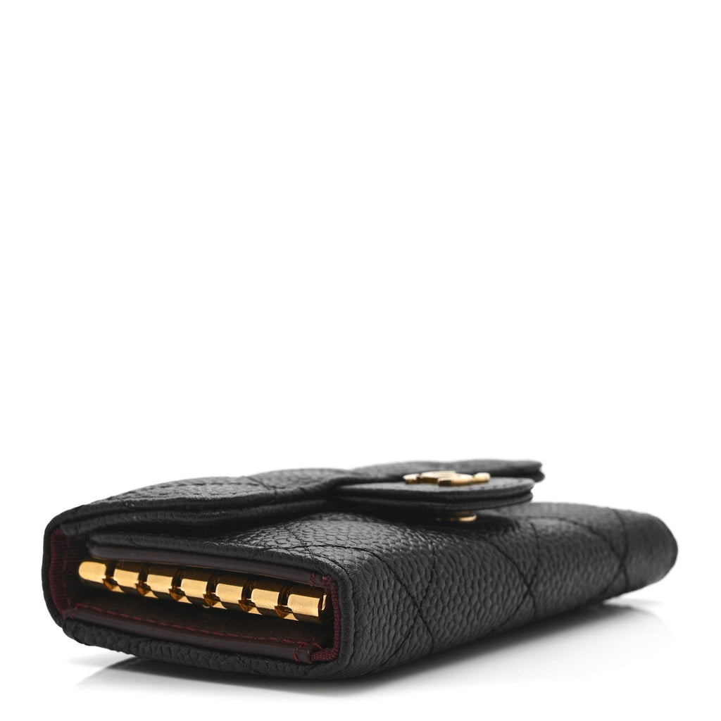 Caviar Quilted 6 Key Holder Black