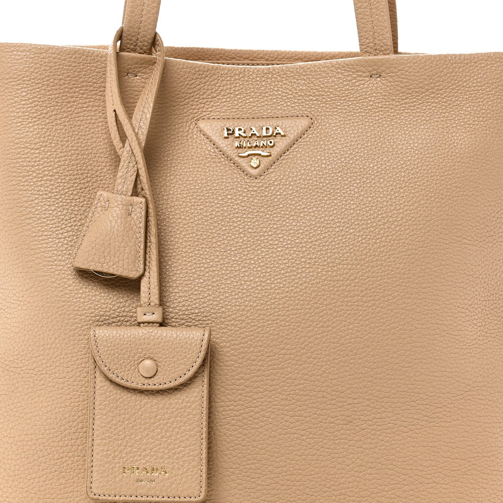 Prada Vitello Daino Soft Large Tote Bag Sabbia