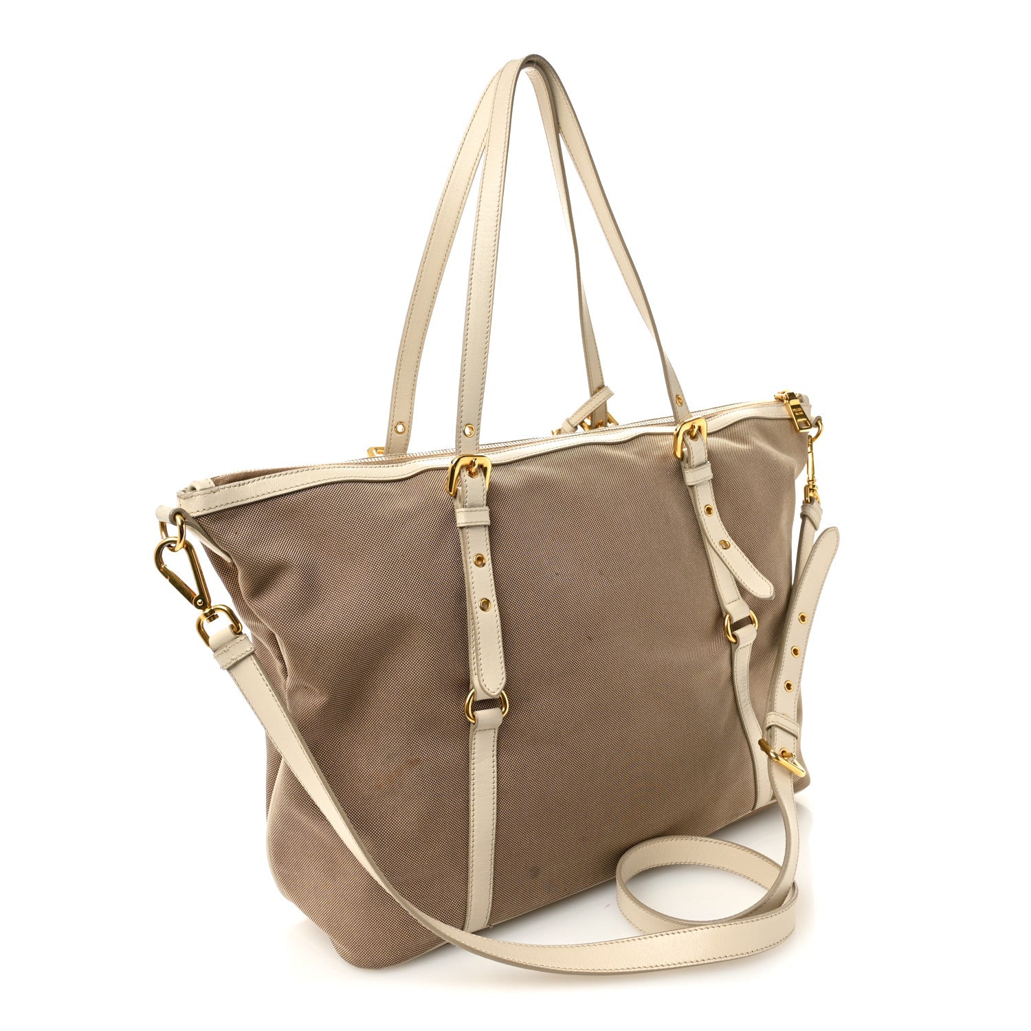 Prada Jacquard Logo Tote Corda Talco