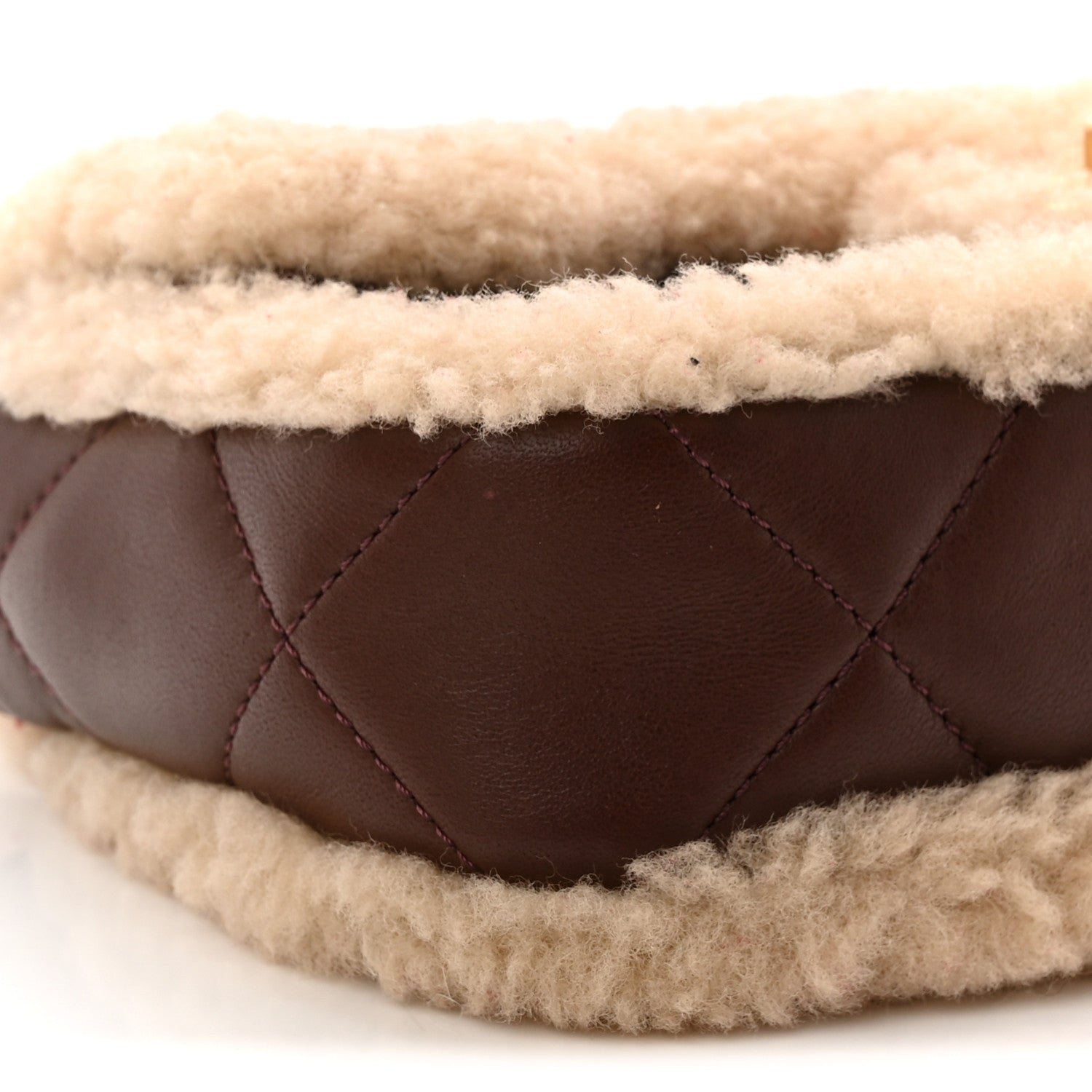 Chanel Shearling Lambskin Quilted Mini Furry Coco Flap Beige Dark Brown